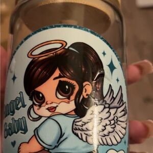 16 oz bamboo Libby cup with a glass straw